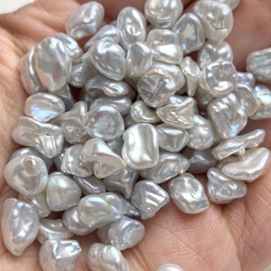 Perles Keshi Baroque d'Eau Douce Sans Noyau, Blanc Rose Violet, Forme Irrégulière, Nacre Solide, Vendues au Poids, Taille au Choix - Product Image 3