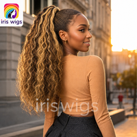 Iriswigs SU88 Queue de cheval pré-collée à clipser YAKI pour femme, effet ondulé et volumineux, en fibre haute température résistante à la chaleur