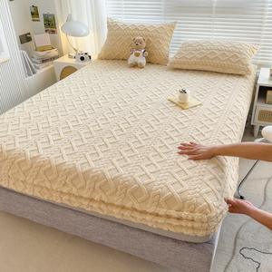 Funda protectora térmica gruesa, funda protectora de colchón completo, Sábana de terciopelo Coral, colcha - Product Image 4