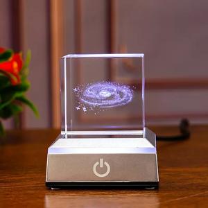 Новый Ночной свет лазерный лунный кристалл блок кубический пресс-папье с переключателем сенсорный свет MH-F0631 основания - Product Image 6