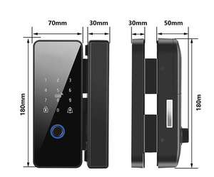 TUYA 도어 디지털 잠금 슬라이딩 스마트 유리 도어 잠금 APP 제어 사무실 홈 IC 카드가있는 알루미늄 합금 - Product Image 6