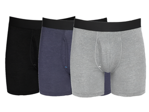 <b>Mens</b> Cotton <b>Boxer</b> Briefs Mid Rise <b>Long</b> Leg Anti Chafing Functional Fly Knitted Underwear Custom Comfort Casual Apparel Wear XLXX - Product Image 1