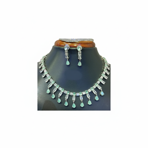 Conjunto de collar de diamantes americanos Joyería de moda chapada en plata 11065523MG - Product Image 2