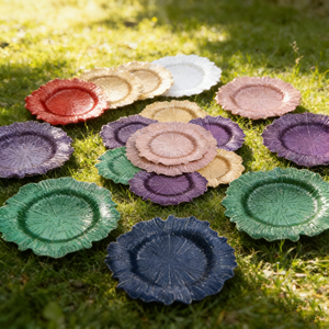 Assiettes de présentation en plastique dorées de 13 pouces pour dîner, mariage, fête, décorations, avec bord festonné métallique - Product Image 1