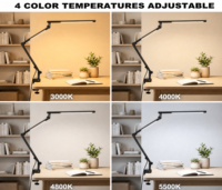 Lampe de bureau LED avec commande tactile et télécommande, double source de lumière, intensité et couleur réglables, adaptée pour le bureau, l'étude et la dortoir