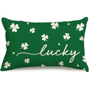 RABUSOFA 12x20 pouces housses de coussin lombaire vert et blanc trèfle décoratif canapé canapé étui décorations de jour et de vacances pour le printemps - Product Image 6