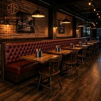 Meubles commerciaux Ron Group, tabourets de bar, sièges rembourrés en cuir capitonné, table et chaises carrées en bois pour restaurant