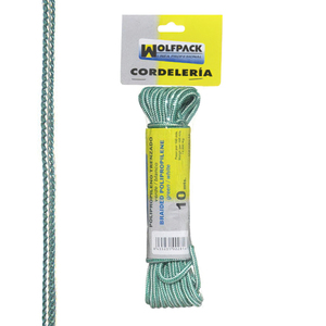 Corda intrecciata in polipropilene bianco/verde (lunghezza 10 m) - Product Image 1