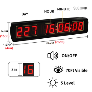 Yizhi נייד הוביל אלקטרונית <span class=keywords><strong>3</strong></span> אינץ '9 ספרות שעות דקות שניות תצוגה דיגיטלית שעון ספירה לאחור 999 ימים - Product Image 2
