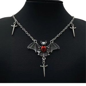 Collar con colgante de murciélago gótico, accesorios de joyería de Halloween para mujeres y hombres, cristal de sangre, espina, paganismo, gargantilla de bruja, cadenas - Product Image 5