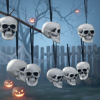 Nouvelles décorations réutilisables en PE pour la tête de squelette d'horreur d'Halloween 2026 pour fêtes, festivals, remises de diplômes, Thanksgiving, style gothique