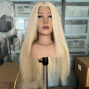 Mannequin d'entraînement professionnel pour salon, cheveux 100% humains, poids lourd 250g, pleine longueur (épaules), pour permanente et <span class=keywords><strong>coloration</strong></span> - Vente en gros OEM - Product Image 1