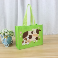 Sac écologique non tissé moyen et mignon, avec logo personnalisé, imprimés animaux colorés, fermeture éclair, réutilisable, pour usage promotionnel, en matériau recyclable