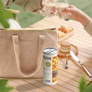 Sac à dos isotherme en coton laminé jaune grande capacité pour livraison de repas, pique-nique en extérieur et transport alimentaire - Product Image 2