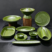 Ensemble de vaisselle en mélamine légère et incassable, plats de service multi-tailles, compatibles lave-vaisselle, design personnalisé pour les réunions de famille