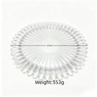 Assiettes de présentation en verre transparent de 27 cm en forme de fleur, motif soleil gaufré, pour mariage, banquet et restauration - Vente en gros