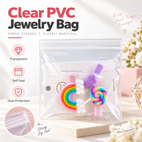 Sac à bijoux refermable en PVC transparent avec fermeture éclair, emballage de stockage anti-oxydation pour accessoires