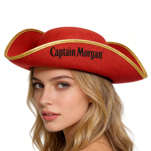 Chapeau de pirate <span class=keywords><strong>Captain</strong></span> Morgan rouge amusant pour fête d'Halloween MH-0400 - Product Image 1