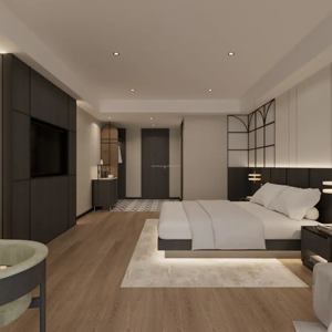 Meubles de chambre d'hôtel en panneaux de bois de style commercial moderne, prix de gros usine - Product Image 3