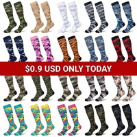 Chaussettes de compression imprimées camouflage personnalisées en gros avec logo, chaussettes de soutien montantes camouflage