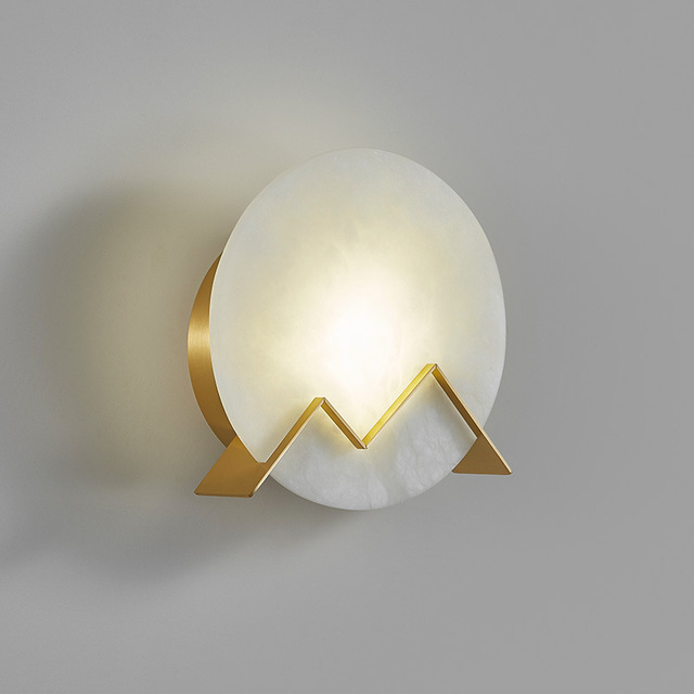 Modern Wall Lamp Living Room Light Luxury Bedroom Bedside Copper Aisle Decorative Natural Alabaster Stone Wall Lamp Luxury