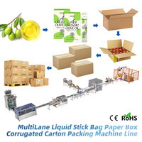 Ligne de machines d'emballage automatique multi-lignes à 10 voies pour petits sachets d'huile de coco et d'huile d'olive, et petites boîtes en carton