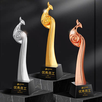 Cadeaux souvenirs 7x29cm or argent cuivre oiseaux résine trophée personnalisé cristal trophée créatif gravé équipe prix MH-NJ0523