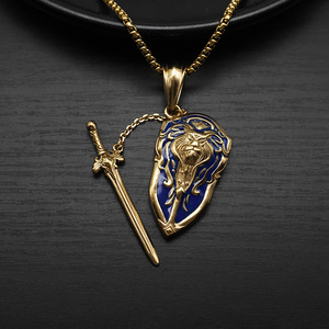 Ciondolo Scudo Vichingo con Totem di Leone, Amuleto Vintage Placcato Oro 18k in Acciaio Inossidabile, Gioielli di Moda Raffinati, Collane per Uomo, Vendita all'Ingrosso - Product Image 3