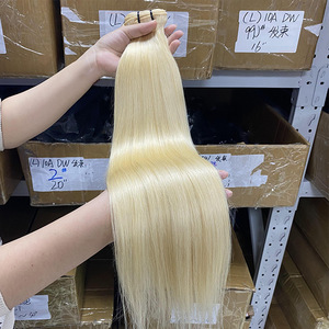 Venta al <span class=keywords><strong>por</strong></span> mayor # Extensiones de Cabello Humano Rubio Platino 613, Cabello Remy Liso, Listo para Enviar, Directo de Fábrica - Product Image 6