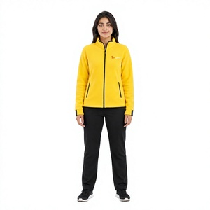 Chaqueta de Forro Polar Amarilla para Mujer, con Cierre Completo, Cuello Alto, Manga Larga, Ecológica, de Secado Rápido, Transpirable y Cálida para Invierno - Product Image 1