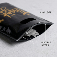 Sacs en plastique LDPE personnalisés avec logo imprimé, poignée découpée, épaisseur robuste de 4 mils, pour l'emballage de boutiques et de commerces de détail