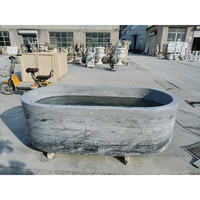 Baignoire en marbre gris haut de gamme, style rétro, en pierre massif sculptée, pour adultes, idéale pour villa et intérieur