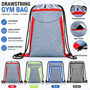 Wholesale Custom Logo Promotional Fashion <b>Drawstring</b> <b>Backpack</b> Bulk Front Zipper Pocket Cinch Gym Bag Water Resistant Sport - Product Image 1