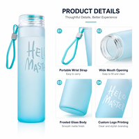 Bouteilles d'eau en verre borosilicate givré de 16 oz avec logo personnalisé, vente en gros, gobelets et tasses avec couvercles pour enfants et étudiants