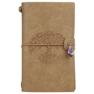 Cuaderno de cuero PU con logotipo personalizado, cuaderno de cristal, GEMA, <span class=keywords><strong>chacra</strong></span>, marrón - Product Image 3