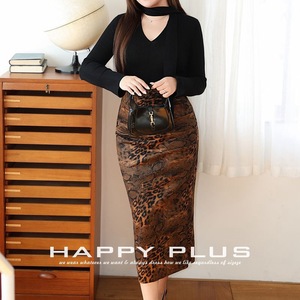 Jupe midi en daim imprimé léopard, taille haute, micro-élasticité, tissu polyester, mode féminine, grande taille - Product Image 3