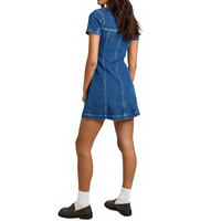 Nouvelle arrivée, robe courte en jean moulante à fermeture éclair sur le devant, col rabattu, robe en jean décontractée pour femmes