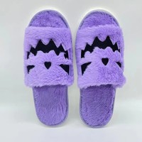 Chaussons d'intérieur et d'extérieur confortables et antidérapants en peluche douce rétro pour femmes, Halloween, démon, chauds, automne, hiver