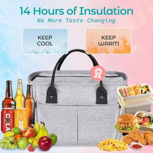 Large Tote Insulated <b>Lunch</b> <b>Bag</b> <b>with</b> Custom Logo Adult Casual <b>Shoulder</b> <b>Strap</b> <b>Lunch</b> Box for Women Side Pockets Water Bottle Holder - Product Image 3