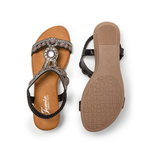 Nueva llegada niñas calidad verano otoño tobillo correa plana tacón alto sandalia suave antideslizante suela color negro cómodo - Product Image 6