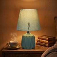 Lampe de table en céramique de style simple avec abat-jour en tissu pour la décoration de la maison, bureau, salon, chambre à coucher, lecture