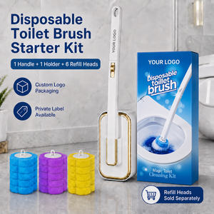 12 Recharges Écologiques Éponge Nettoyante pour Toilettes, <span class=keywords><strong>Brosse</strong></span> de Nettoyage des Coins Morts à Long Manche, Fixation Murale, Jetable - Product Image 1