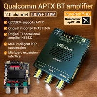 WUZERVON ZK-1002Q Qualcomm QCC3034 + TPA3116 BT Carte amplificateur numérique 2.0 canaux APTX sans perte 100Wx2