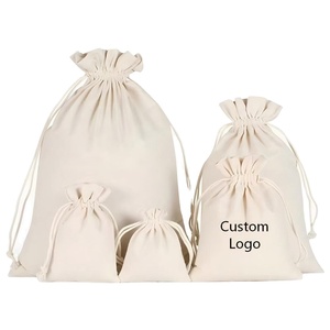 High Quality Custom Logo Organic Cotton Muslin Double Shopping Storage <b>Canvas</b> <b>Drawstring</b> Pouch Dust <b>Bag</b> - Product Image 1