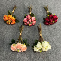 9-koppige liefdesrozen kunstbloemenboeket, kunstzijde bloemen, spuitgietbloemen, bloemstukken, bruiloft decoratie