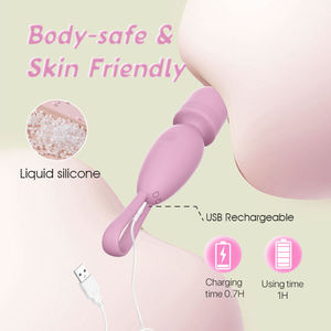 YLove Vibrateur baguette AV mini puissant en silicone de qualité alimentaire, étanche IPX7, rechargeable par USB, écologique, 10 vitesses - Product Image 4