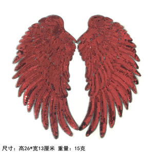 Patch Ricamate <span class=keywords><strong>con</strong></span> Paillettes a Forma di Ali d'Angelo all'Ingrosso, Disponibili in Nero, Rosso, Oro e <span class=keywords><strong>Argento</strong></span> - Product Image 2