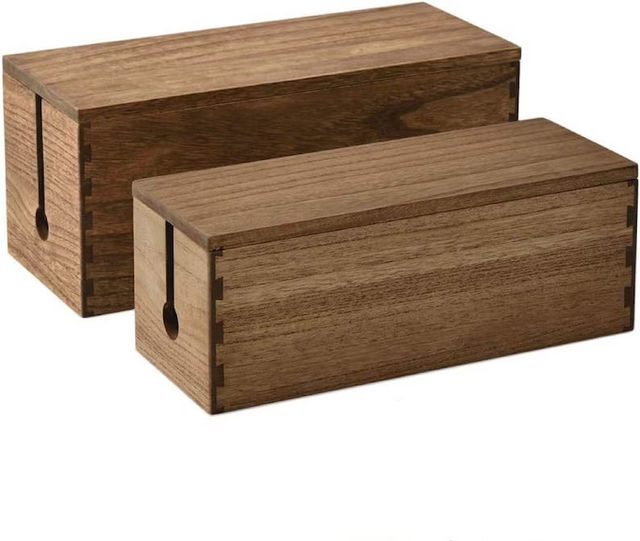Wood Cable Management Box Cover Cord Tidy Box for TV Desk Home Organizer