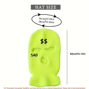 Passamontagna Hip Hop in Maglia con Logo <span class=keywords><strong>Sad</strong></span> & $$, Maschera Invernale da Sci a 3 Fori Multicolore, Vendita all'Ingrosso - Product Image 4