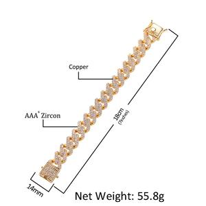 UWIN Hip Hop 14mm CZ Miami Cadena <span class=keywords><strong>de</strong></span> eslabones cubanos Oro Rodio Chapado en oro rosa Diamante Cadena cubana <span class=keywords><strong>para</strong></span> hombres - Product Image 2